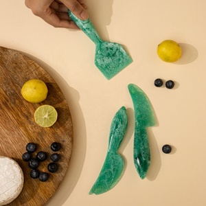 Resin Eco-Friendly <b>Cheese</b> <b>Knife</b> <b>Set</b> with <b>Knife</b> and Spreader Dishwasher Safe Handheld Pink Marble Texture Design for Home Use - Product Image 2