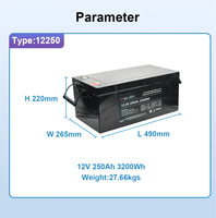 Mylion 27.66kg Baterai LiFePO4 Berkinerja Tinggi 12.8V 250Ah 3600Wh Solid State 2000-Cycle Isi Ulang untuk Solar, Kelautan, dan UPS