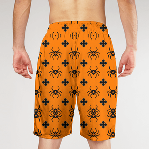 Short de bain décontracté pour homme, blanc avec imprimé flamme rouge, séchage rapide, cordon de serrage, longueur courte - Product Image 6
