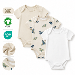 Bodys de Bebé Personalizados OEM, Blancos Lisos, Manga Corta, Algodón, con Botones a Presión, Venta al Por Mayor - Product Image 1