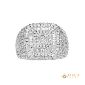925 Sterling <b>Silver</b> Moissanite Wedding <b>Ring</b> for <b>Men</b> Hip Hop Iced Out Baguette Halo Luxury Statement Jewelry - Product Image 1