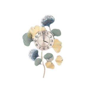 Horloge murale en métal de style européen créatif, design floral or et argent, décoration murale en fer pour la maison, salon - Product Image 4
