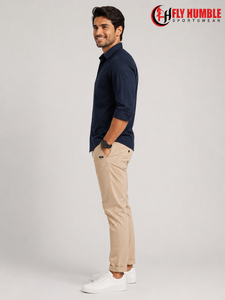 Pantalones Casuales Color Caqui para Hombre Fly Humble, Corte Recto, Cintura Media, Bolsillos Laterales, Forro de Felpa de Poliéster/Algodón, Transpirables - Product Image 6