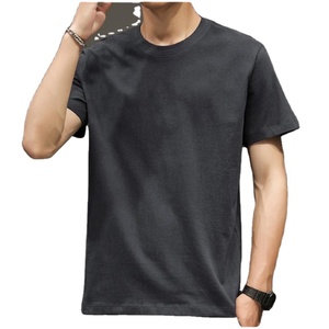เสื้อยืดแขนสั้นคอกลมสีดำสำหรับผู้ชาย ทรงปกติ สวมใส่สบาย ผ้าถักเนื้อเจอร์ซีย์ สีพื้น ย้อมสีเรียบ ผ้าฝ้าย 100% แห้งเร็ว - Product Image 6