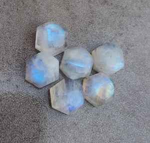 Pierre de lune arc-en-ciel naturelle, forme hexagonale, cabochon, pierre précieuse calibrée, pierre précieuse en vrac pour bijoux - Product Image 3