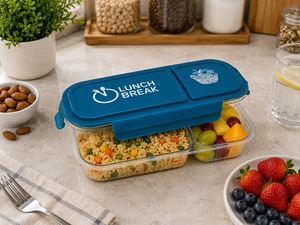 Boîte à lunch rectangulaire en plastique à 2 compartiments, étanche, portable, pour adultes, design moderne - Product Image 1