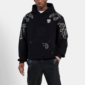 Sweat à capuche en coton mélangé confortable avec strass, faible MOQ, idéal pour un usage décontracté, tissu doux au design élégant - Product Image 2