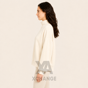 Sudadera de cuello alto extragrande para mujer, de invierno, lisa, con bordado frontal, estampado personalizado, forro polar, OEM, marca privada - Product Image 4