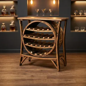 Vintage Wooden Counter <b>Bar</b> <b>Table</b> with Whisky Bottle Holder Rack Shelf Handcrafted Rustic Furniture for <b>Bar</b> Cafe Hotel Restaurant - Product Image 3