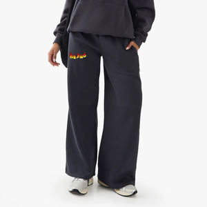 Custom made Wide Leg Baggy Pants Casual Wear Breathable 100% Cotton Fleece Lightweight <b>Hip</b> Hop Sweatpants <b>for</b> women - Product Image 1