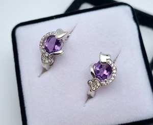 Pendientes de Amatista Natural, Plata de Ley 925, Hechos a Mano, Certificados por IGI, Joyería Fina para Mujer, Regalo para Fiestas, Venta al Por Mayor - Product Image 4