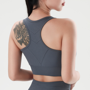 Soutien-gorge de sport personnalisé pour femme, sans couture, à fort impact, pour la gym, l'entraînement et le fitness, haut court côtelé - Product Image 2