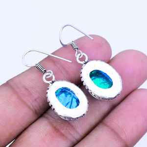 Handmade Australian Triplet Fire Opal <b>Earrings</b> 925 Sterling Silver Boho Jewelry Statement Gift For Women <b>Men</b> - Product Image 5