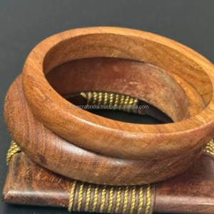 Venta al por mayor contemporáneo fusión brazaletes de madera pulidos con diseño de arte abstracto para la exportación - Product Image 6