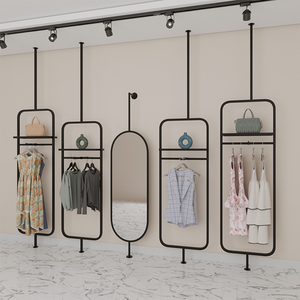 Exhibidor de Ropa de <span class=keywords><strong>Metal</strong></span> Dorado Personalizado para Tiendas, Exhibidor de Ropa de Acero Inoxidable para Pared - Product Image 4