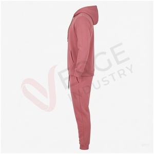 Ensemble de survêtement rose pour homme, manches longues, à capuche, couleur unie, respirant, coupe décontractée, pour l'automne, avec poches à cordon - Product Image 3