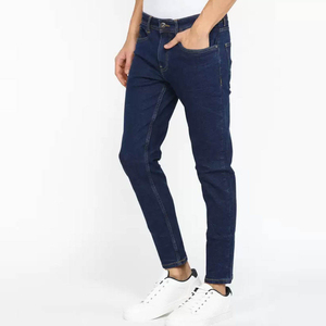 Jeans en denim pour homme, coupe slim, extensibles, décontractés, bleus, confortables, en coton, style streetwear, avec impression personnalisée. - Product Image 3