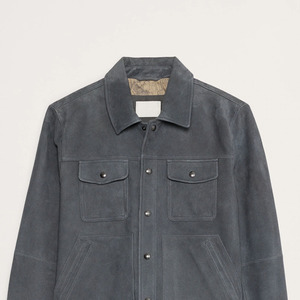 Premium Quality <b>Suede</b> <b>Leather</b> <b>Jacket</b> Stand Collar Front Logo Soft Touch Material Breathable Eco-Friendly Casual Outerwear - Product Image 2