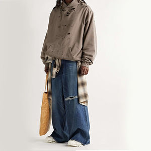 Sudadera con Capucha para Hombre, Diseño Personalizado de Alta Calidad, Estilo Urbano, Decoración Bordada con Pedrería, Lavado Ácido - Product Image 5