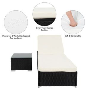 เตียงอาบแดดแบบแบนพร้อมโต๊ะน้ำชาในตัว - Product Image 5