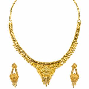 Juego de Joyería de Moda de Latón con Baño de Oro Teñido de 14K, 18K, 24K, Collares Cortos, Diseño Tradicional, Venta al por Mayor - Product Image 3