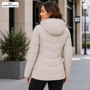 Custom <b>Womens</b> Hooded Puffer <b>Jacket</b> <b>Lightweight</b> <b>Quilted</b> Winter Coat OEM ODM Private Label Wholesale Outerwear Manufacturer - Product Image 2