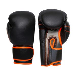 Wholesale <b>Foam</b> <b>Padding</b> Black Orange Boxing Gloves Contrast Piping Leather High Impact Water Proof Protective Gear For Kickboxing - Product Image 1