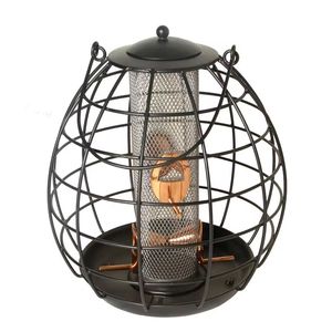 ที่ให้อาหารนกป่าแบบกันกระรอก ทำจากโลหะ รูปทรงกรง แขวนได้ ใช้ตกแต่งสวนภายนอกบ้าน มีช่องใส่เมล็ดขนาดใหญ่ - Product Image 1