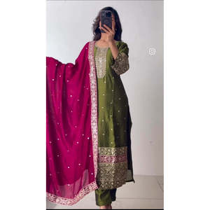 Conjunto Dupatta de Top para fiesta de trabajo con secuencia bordada para mujer con diseño elegante - Product Image 5