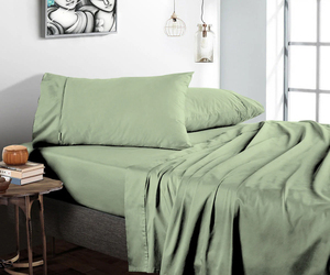 200 TC <b>Queen</b> Size 4 Piece Luxury Moss Green Cotton Bed <b>Sheet</b> Set Soft Breathable Deep Pocket Easy <b>Fit</b> Hotel Quality Bedding Home - Product Image 1