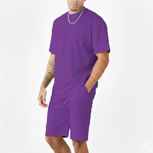 Hot Selling 100% Cotton Men's 2 Piece <b>Set</b> Lightweight Quickdry Streetwear Customized Logo Comfortable for Summer - Product Image 5