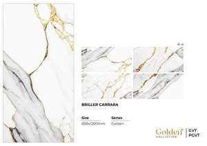 Azulejos de Porcelana para Piso y Pared con Aspecto de Mármol Blanco con Vetas Doradas Dynasty Luxe de 600x1200 mm, GVT, PGVT - Product Image 2