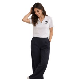 Polo Blanco para Mujer con Logotipo Bordado, Mangas Cortas y Cuello Clásico - Product Image 6