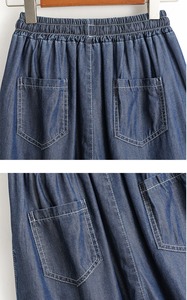 Shorts en jean de coton pour femme, couleur unie, taille à cordon, coupe ample, style décontracté, tissu respirant, taille mi-haute - Product Image 6