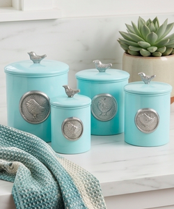 Juego de Recipientes Metálicos Azul Pastel con Tapa Decorativa, Elegante Organizador de Cocina para Té, Café, Azúcar y Almacenamiento en Despensa - Product Image 5