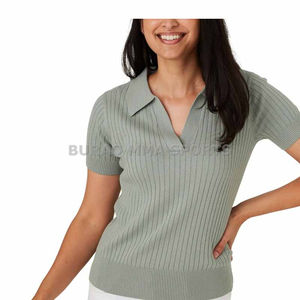 Polo pour femme à manches courtes, séchage rapide, col tricoté, coupe classique - Product Image 1