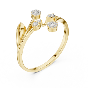 Anillo de oro macizo de 14k para mujer con diamante de corte redondo minimalista de diseño abierto, ideal para regalo, compromiso, aniversario, boda. - Product Image 3