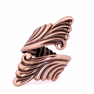 Anillo Ajustable de Cobre Puro, Anillo Abierto Retro con Diseño de Ala, Anillo de Dedo con Alto Brillo, Joyería de Terapia Magnética Bioenergética - Product Image 1