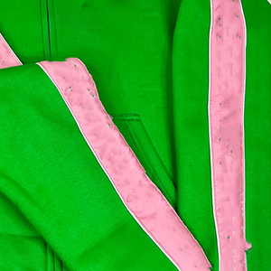 เสื้อวอร์มมีฮู้ดบุผ้าซาตินสีพื้นลำลองมีเอกลักษณ์สำหรับฤดูหนาวเสื้อวอร์มมีฮู้ดสีชมพูเข้มมีซิปสำหรับนักวิ่งป้องกันผม - Product Image 6