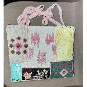 Sac coloré indien fait main perlé, artisanat ethnique de luxe, poignée baguette en perles de verre, durable, style tendance, accessoires de bijouterie décontractés - Product Image 2