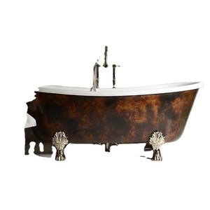 Bañera Ovalada de Cobre Independiente, Bañera de Metal para Remojar, Color Marrón, Sin Tapa, para Spa en Casa o Baño - Product Image 3