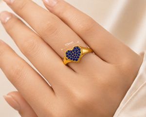Bague empilable en argent sterling 925 plaqué or avec saphir cœur CZ bleu pour femme, idéale pour fiançailles et mariage - Product Image 4