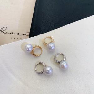 S925 <b>Silver</b> Freshwater <b>Pearl</b> 11-12mm Elegant Female Two Tone <b>Earrings</b> with White Purple Strong Light Fine Flaws - Product Image 1