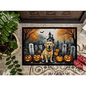 Jaune Labrador Retriever Spooky Halloween Paillasson Antidérapant Lavable Low Pile Intérieur Extérieur Tapis 24H X 36W pour Porte D'entrée - Product Image 3