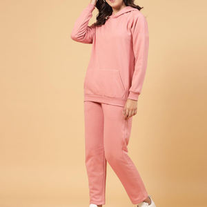 Combinaison rose personnalisée pour femme, à manches longues, à capuche, à jambes évasées, une pièce, extensible, décontractée, tenue de sport tendance - Product Image 3