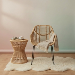 Modern Handmade Ergonomic Eco-Friendly Rattan <b>Dining</b> Chair Wicker <b>Armchair</b> Metal Legs Industrial Design Living Room Furniture - Product Image 1