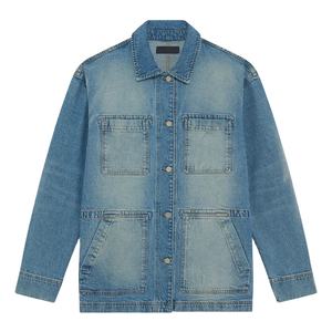 Veste en jean pour homme sur mesure OEM, effet délavé, en coton denim, coupe oversize, vintage, lavée, logo frontal, 2026 - Product Image 4