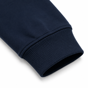 Men's Winter Navy Blue Hooded Zip-Up Sweatshirt Digital Printing <b>Orange</b> Lining Regular Fit Casual Polyester Cotton <b>Fleece</b> Fabric - Product Image 4
