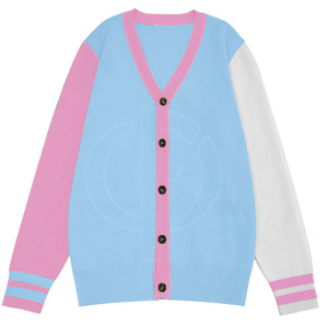 OEM 2026 <b>Custom</b> Manufacturer Eco-Friendly Simple V Neck Long Sleeve All Sorority Embroidery Knitwear Sweater Cardigan Single - Product Image 1