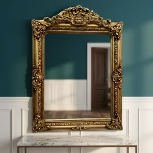 Antique <b>Gold</b> Ornate Wall <b>Mirror</b> with Carved Floral <b>Frame</b> for Luxury Living Room Bedroom Hallway and Elegant Home Decor Interiors - Product Image 3